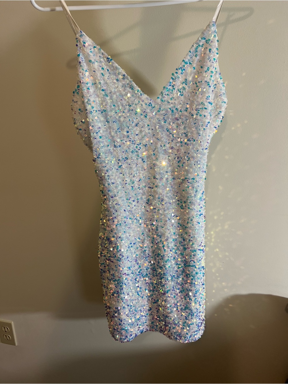 Windsor White Iridescent Sequin Mini Dress